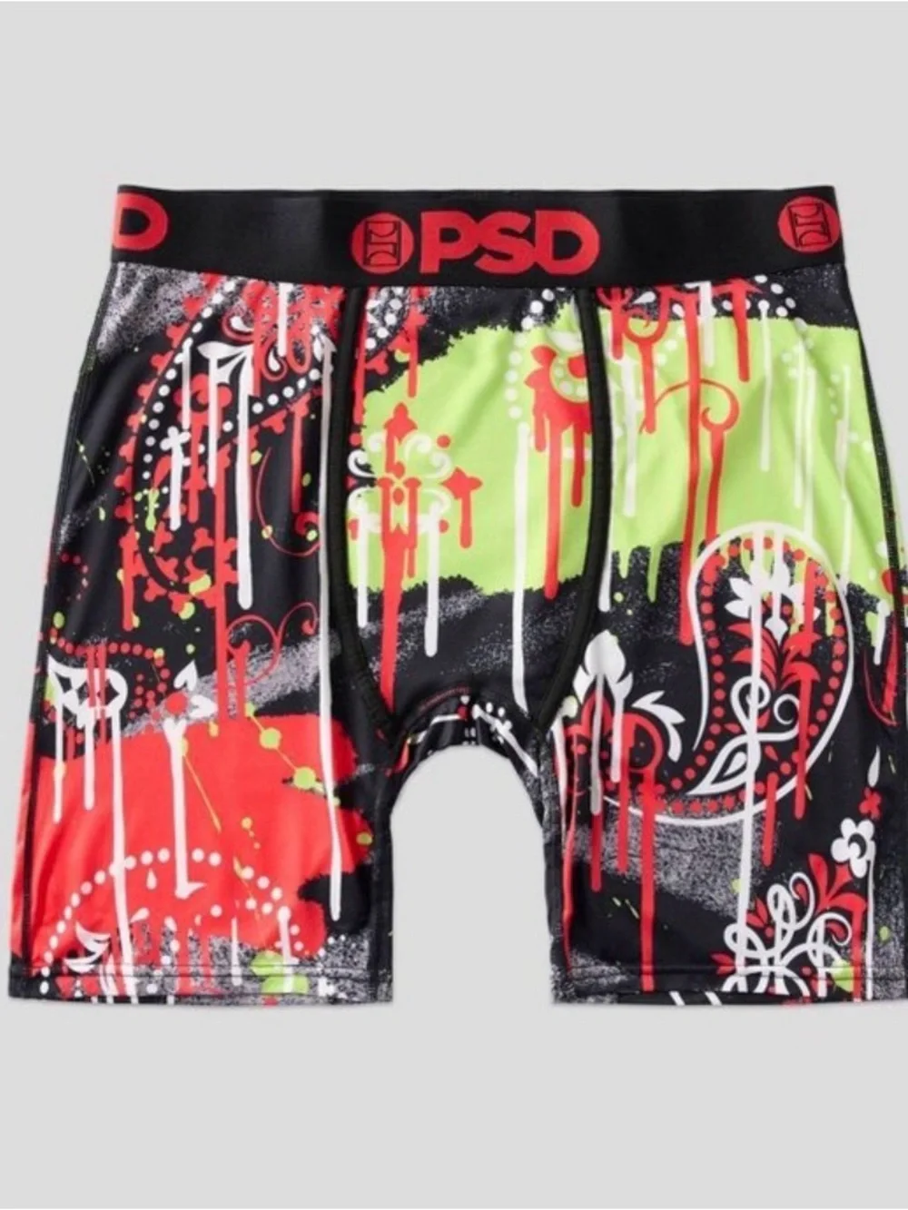 PSD Men’s Underwear Boxer Briefs 2 Pack - Paisley Neon - Size M